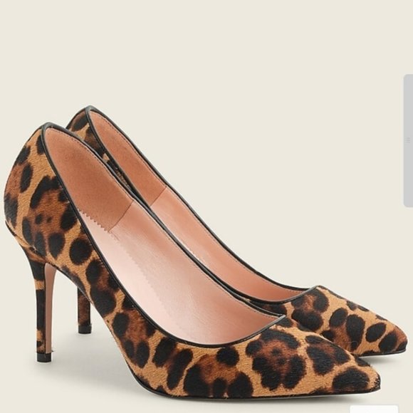 J. Crew Factory Shoes - J CREW Elsie pumps leopard print calf hair heels 7